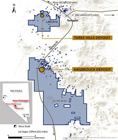 The Hasbrouck Project: comprised of the Three Hills and Hasbrouck deposits